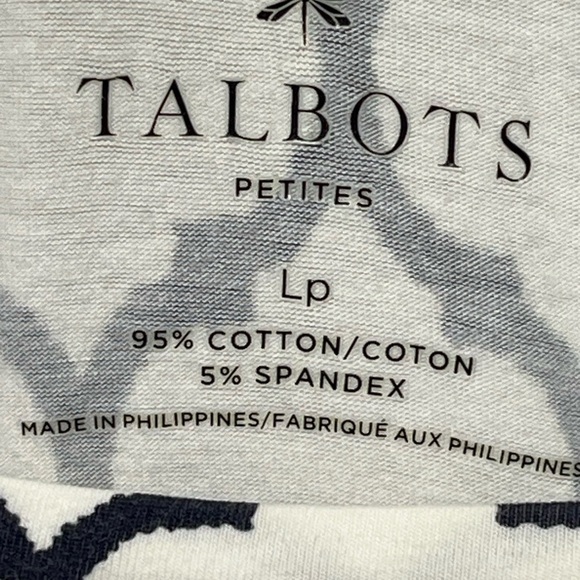 Talbots Black and White Boxy 3/4 Sleeve Blouse - Picture 3 of 5